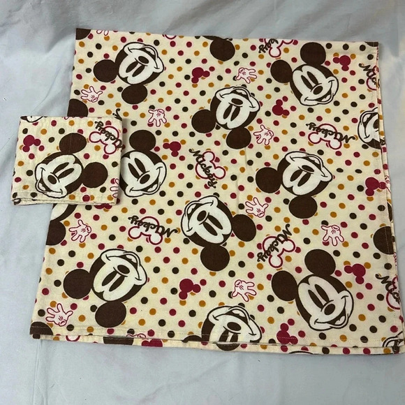 Mickey Mouse - NWOT - large size flannel receiving blanket + burp clothe - Picture 1 of 2